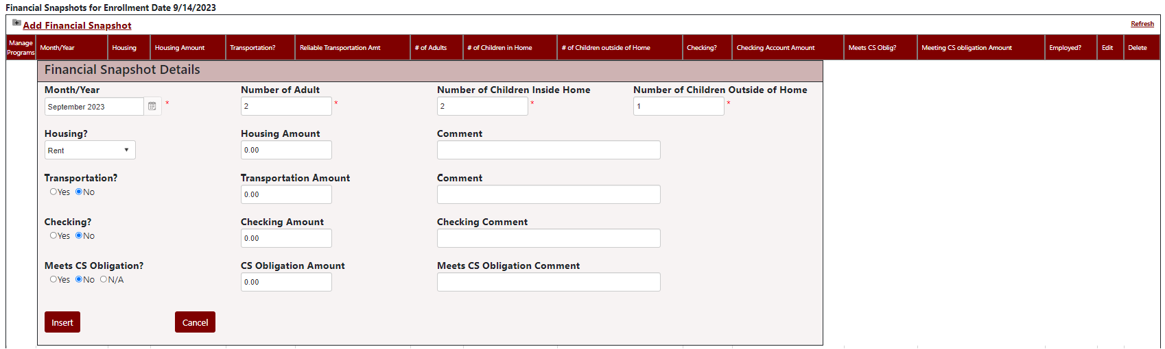 Financial snapshot form image